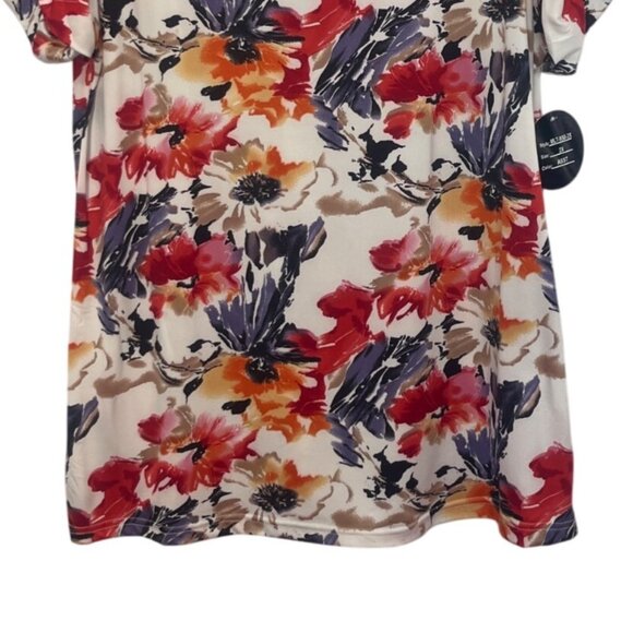Rene Ricci Floral Print Short Sleeve Shirt Womens 2X Multi Color New - Picture 4 of 11